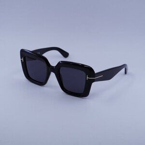 Tom Ford FT1157 01A Esme Sunglasses Shiny Black Square Frame, Smoke Lenses